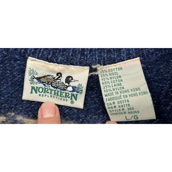 VTG Northern Reflections Womens Lg Button Up Hong Kong Sweater Vest Christmas - Picture 2 of 8